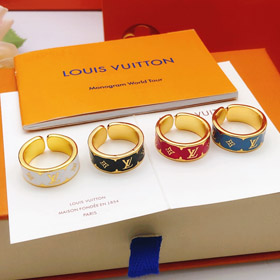 Louis Vuitton LV red oil drop letter flower ring-3875  